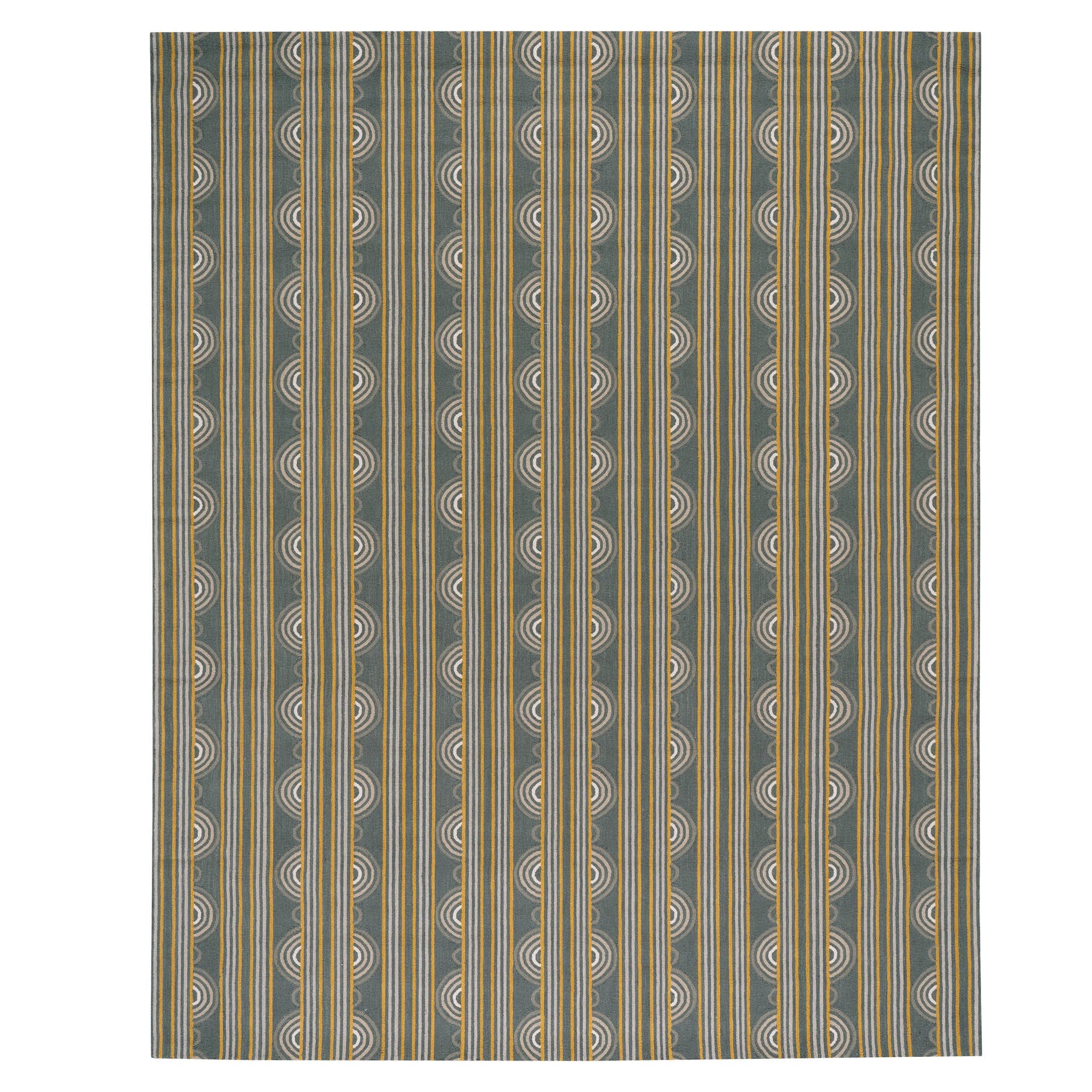 Button Hand Micro Hooked Wool Rug | Grey