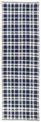 Tattersall Handwoven Indoor/Outdoor Rug | Navy
