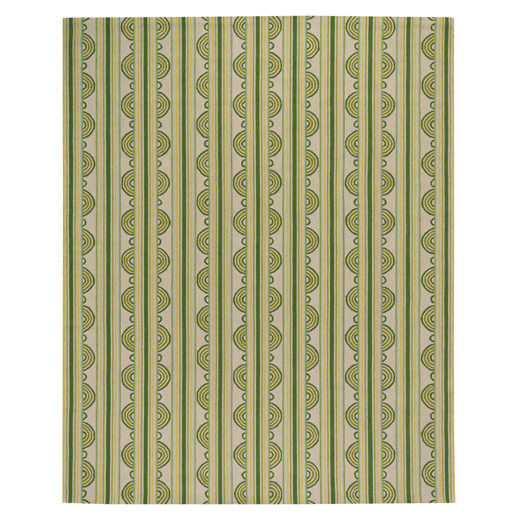 Button Hand Micro Hooked Wool Rug | Olive