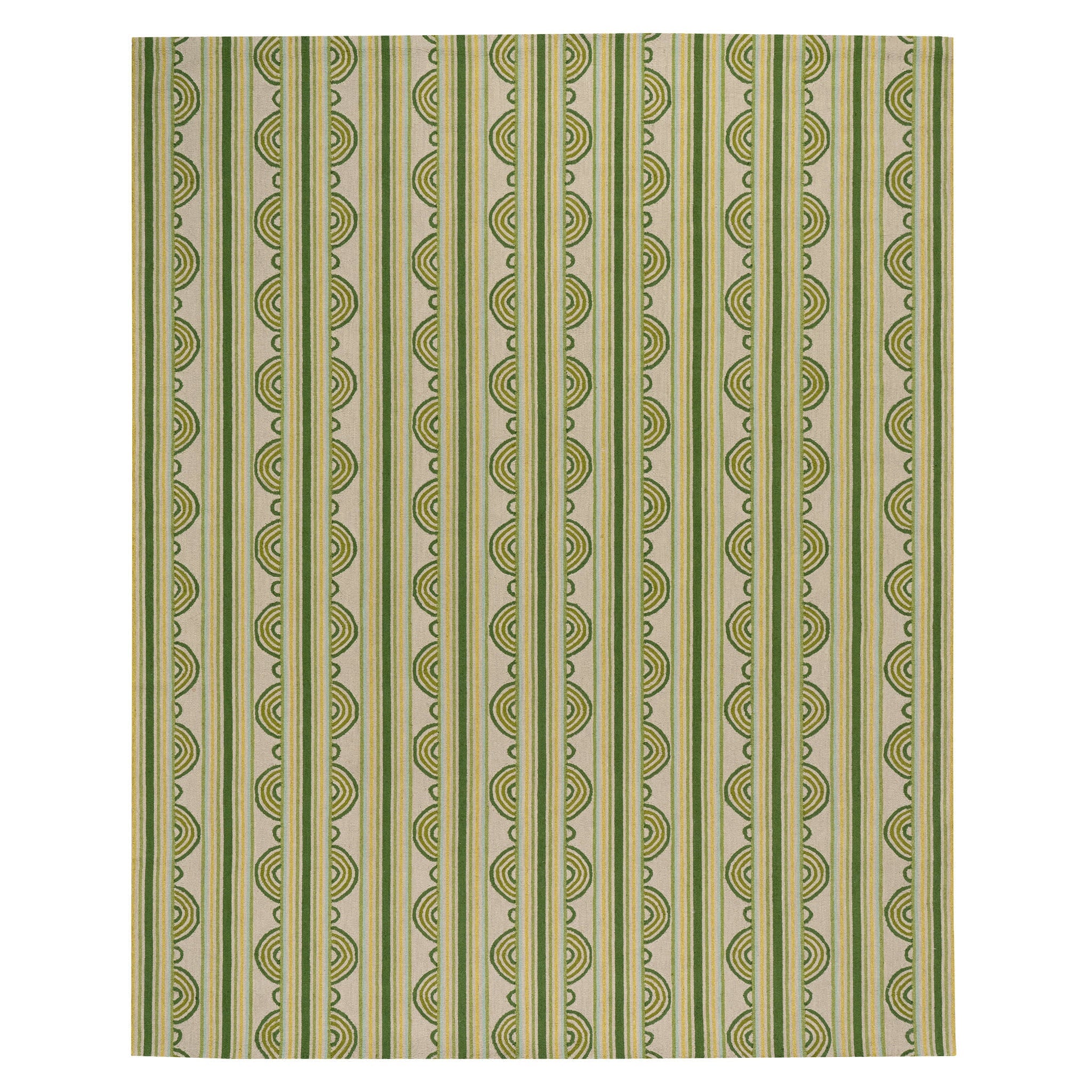 Button Hand Micro Hooked Wool Rug | Olive