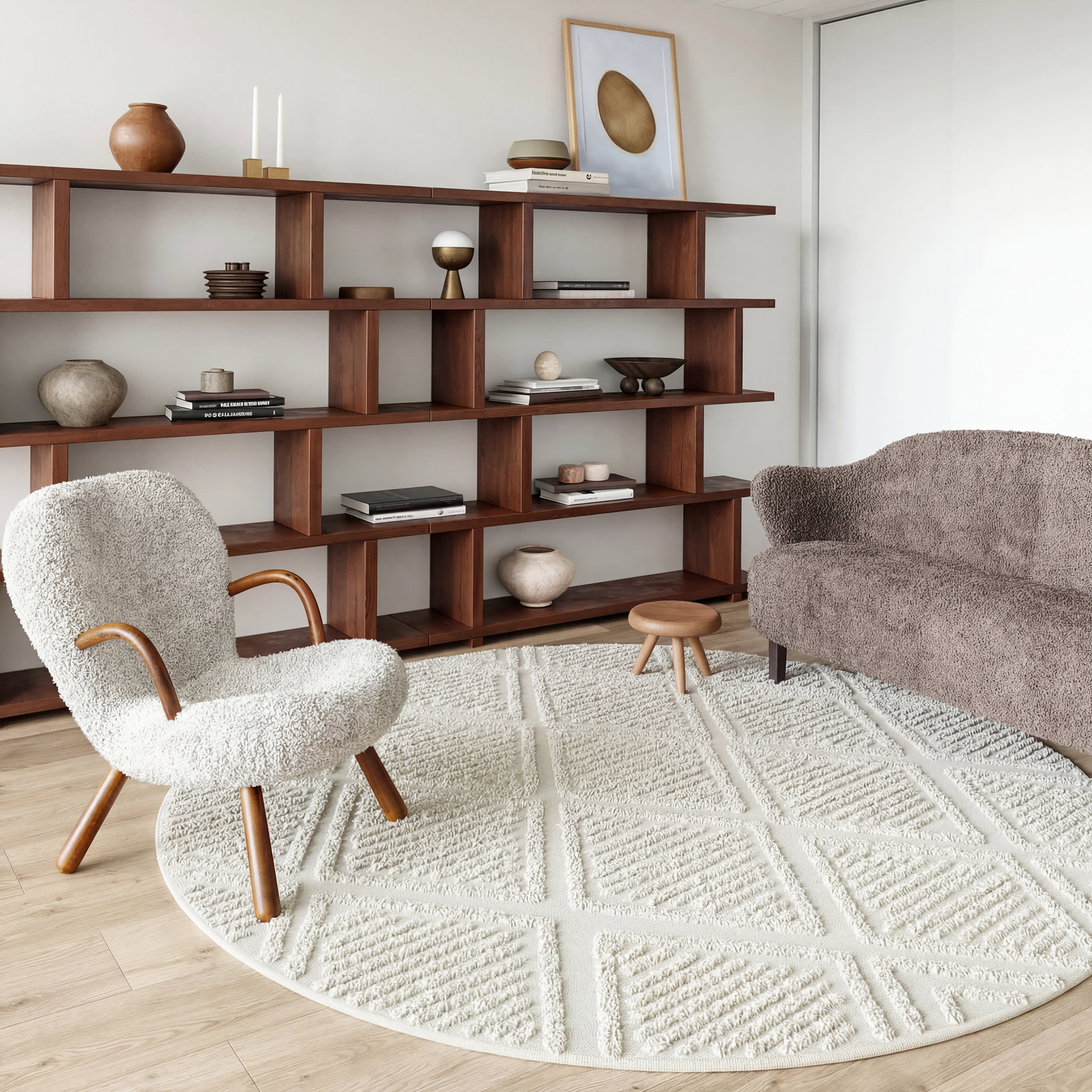 Balboa Textured Tile Rug | Ivory Secondary image